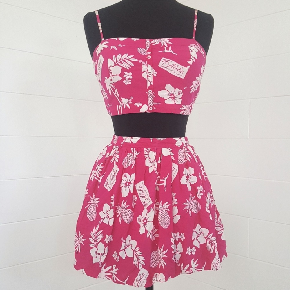 Hollister Tropical Pink Two Piece Dress Set